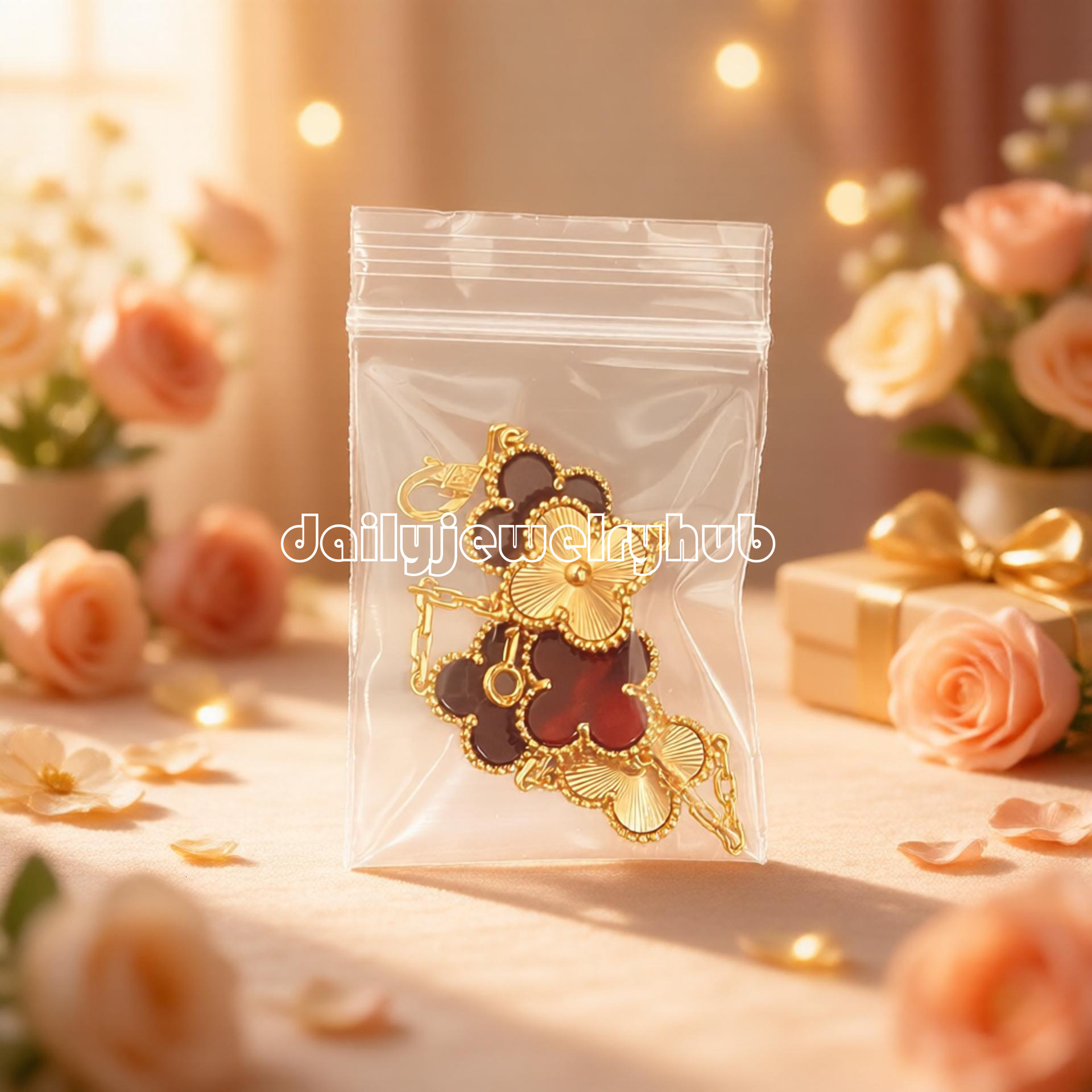 Designer Jewelry Clover Bracelet V-Gold Slim Floral Design Four-Leaf Clover Red Agate Five-Flower Bracelet 18K Gold Plating
