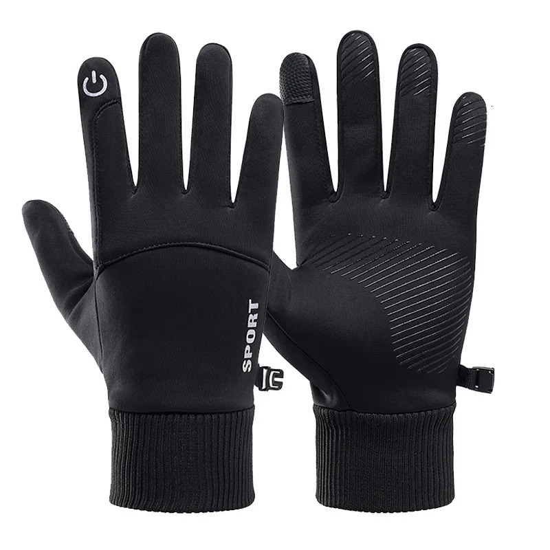 Men Winter Waterproof Cycling Gloves Outdoor Sports Running Motorcycle Ski Touch Screen Fleece Gloves Non-slip Warm Full Fingers 261016