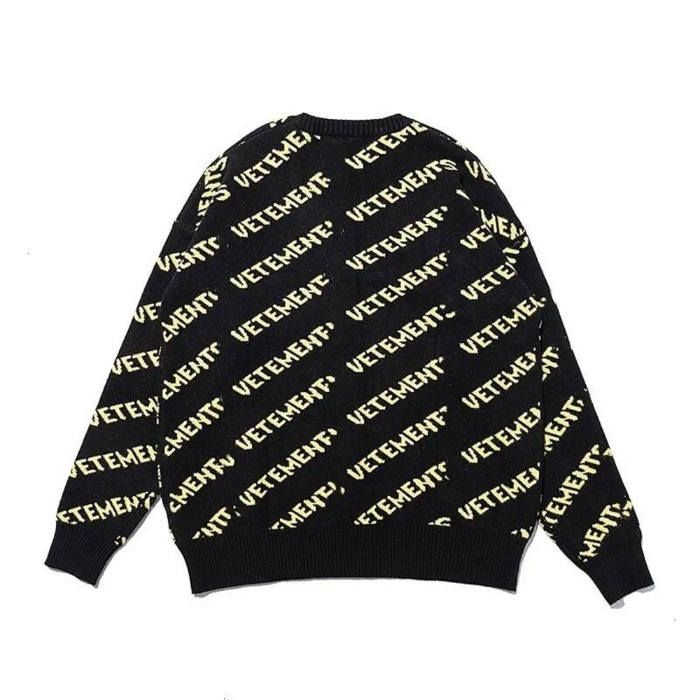 Vetement Sweaters Mens Designer Pullover VTM Full Print Letter Y2k Harajuku Loose Sweater Round Neck Unisex Casual Trendy Brand Vetmen Sweater 031