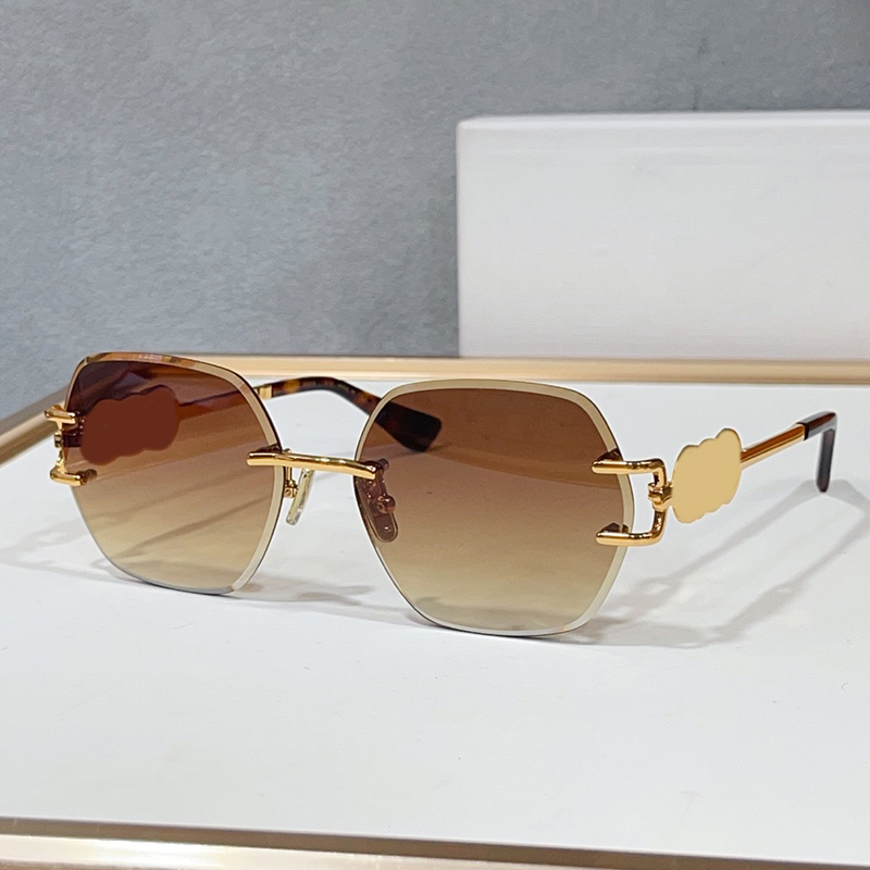 Luxury Sunglasses CL47389U Womens Designer Fashion Large Polygon Frameless Metal Temple Sunglasses Mens Outdoor Travel Vacation Glasses UV400 with B