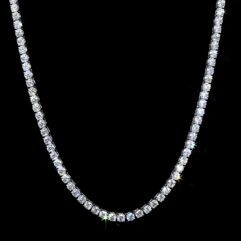 Adjustable Rhodium Plated Fine Jewelry for Women S925 Sterling Silver GRA 2mm 3mm D VVS1 Moissanite Tennis Necklace Choker