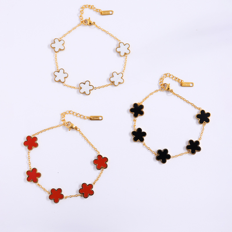 Cross-Border Fashion Titanium Steel Flower Bracelet, Versatile Light Luxury, Gives Girls Sense Of Sophistication, Perfect As A Gift For Friends, Sim