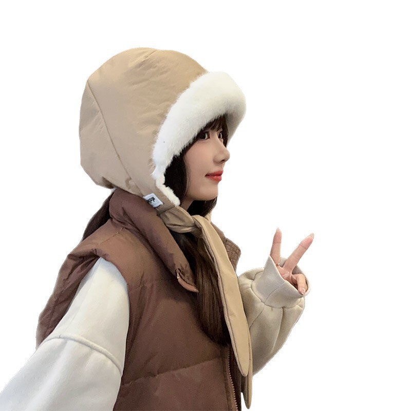 Winter Fleece-Lined Thickened Cold-Proof Dual-Use Can Be Used as a Bag Plush Cotton Korean Style Skiing Warm Ear Protection Hat