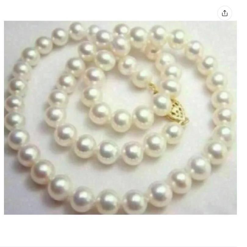 Pearl Necklace Jewelry 24"GENUINE NATURAL AAA 9-10MM WHITE SOUTH SEA PEARL NECKLACE 14K GOLD CLASP