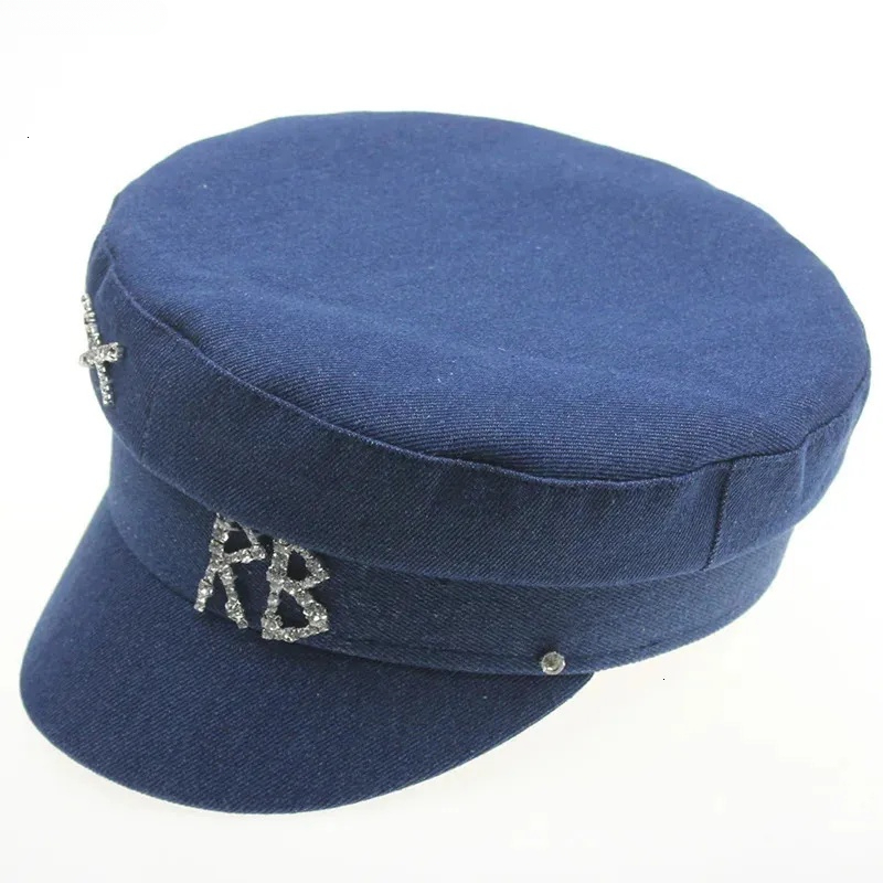 Beanie/Skull Caps Newsboy Winter Autumn Womens Hats Shiny Rhinestone Letters Military Hundred Cowboy Fashion Octagonal Hat 240202 A