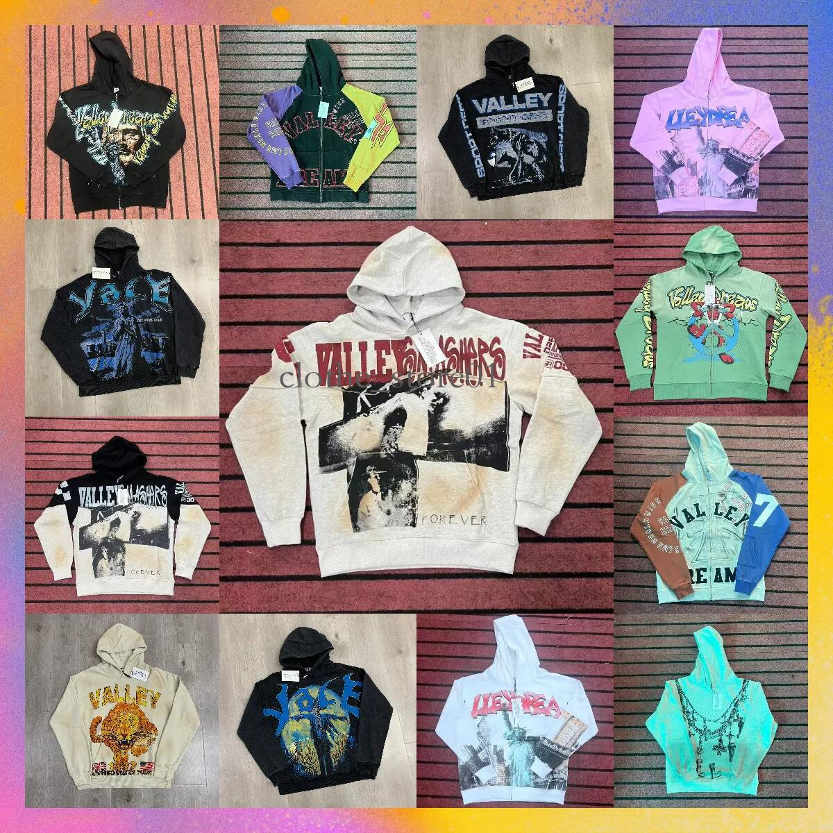 Valleymen 10A Mens Hoodie Pants Shirt Short Jeans Fluffy Foam Graffiti Designer Jacket Slow Jogging Y2k Street Fashion Men And Women's Sweater