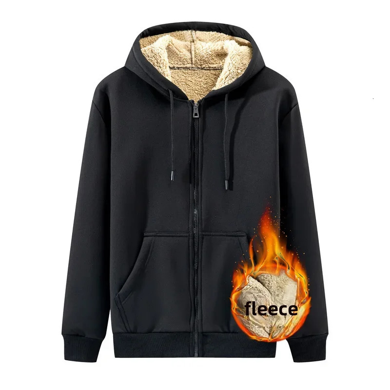 Autumn Winter Mens Fleece Lined Thickened Sweatshirt Cardigan Hooded Zip Up Versatile Casual Jacket Warm Lambswool Sweatshirts 261016