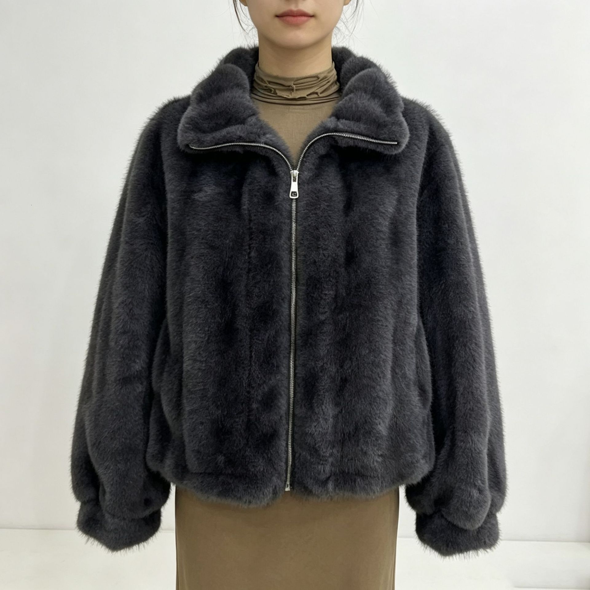 2026 Winter New Collection: Faux Mink Fur Coat, European American Style, Trendy, With A Stand-Up Collar, Loose Fit, Plush Texture, And Versatile Sho