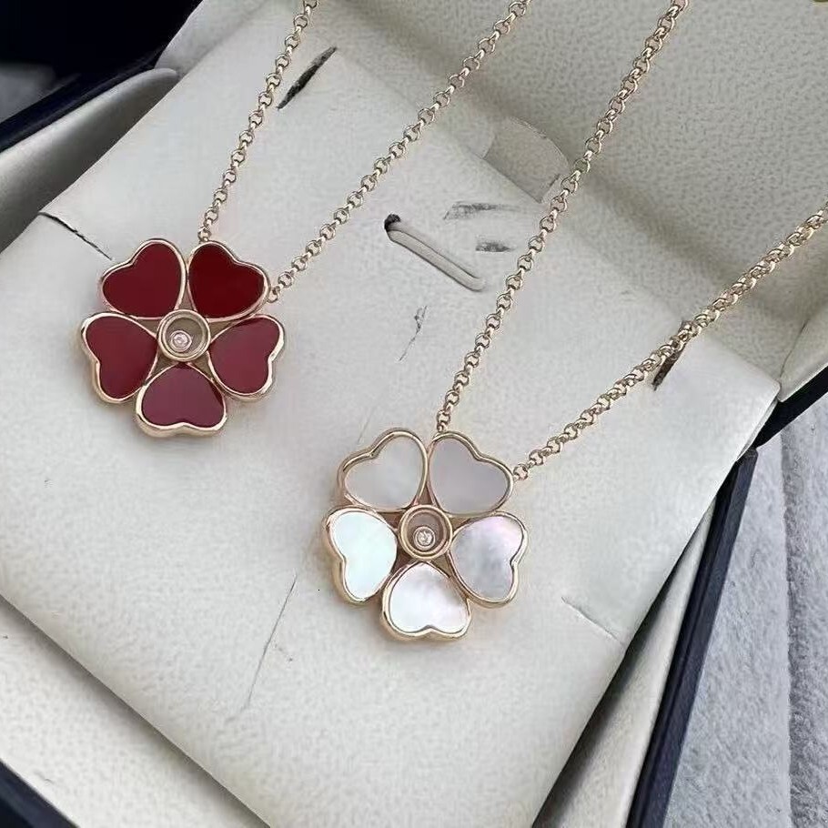 Chopardlies Chopardity Jewelry Necklace Chopars Happy Diamond Designer Necklace For Woman Man Inlaid Diamond Transparent Five-Flower Clavicle Chain