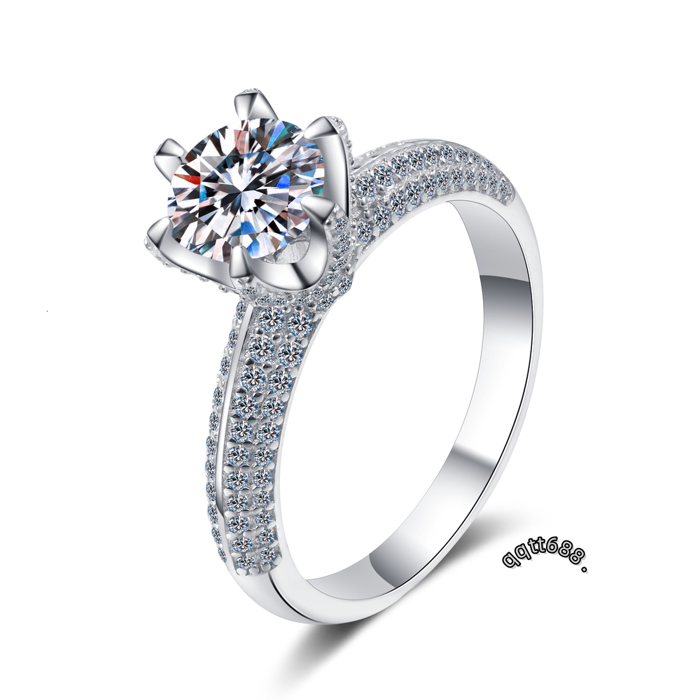 Moissanite Ring for Women 2ct D Color VVS1 925 Sterling Silver Wedding Promise Anniversary Rings with Certified