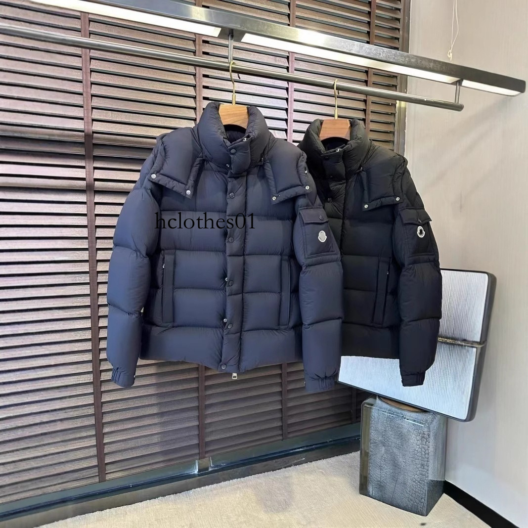 Designer men's down jacket winter new men's high-end matte thickened zippered down cotton jacket, black