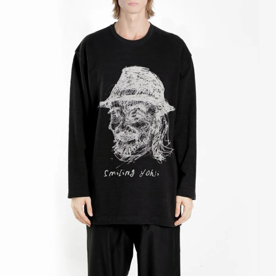 Winter Men's Y2K Graphic Long-Sleeve T-Shirt American Retro Fashion Trendy High Street Loose Casual Niche Men's Top 261013