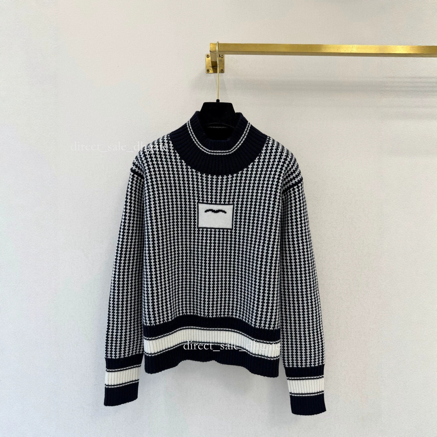 Designer 26 Early Autumn New Collection Color-Blocked Houndstooth Knit Long Sleeve 7cb9 e857