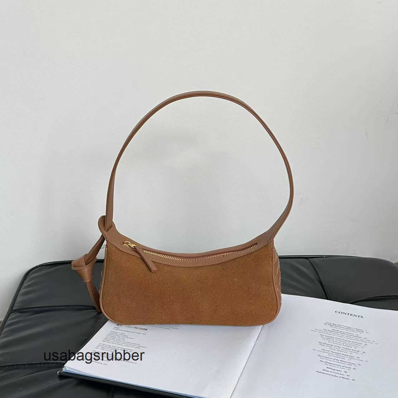 Soft Suede Purse 2026 Autumn/Winter Handmade Cowhide Woven Patchwork Women's Bag Fashionable Shoulder Baguette Trendy with Curved Crescent Silh