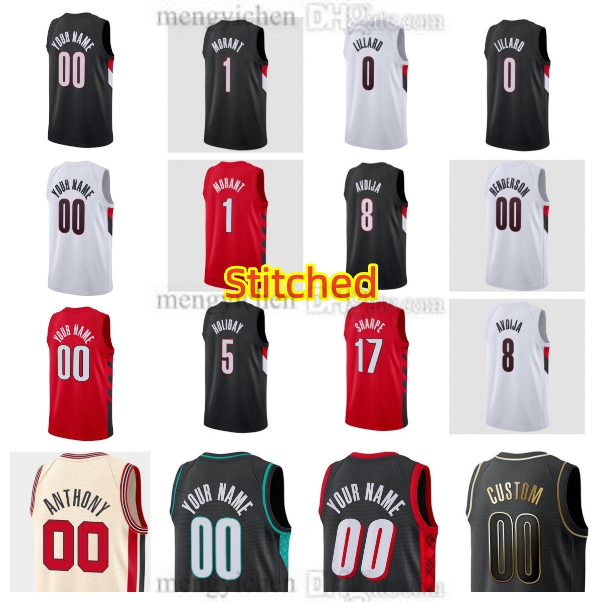 Stitched Men's Basketball Jersey 1 Ja Morant Damian 0 Lillard 17 Shaedon Sharpe 23 Donovan Clingan 8 Deni Avdija 5 Jrue Holiday 00 Scoot Hender