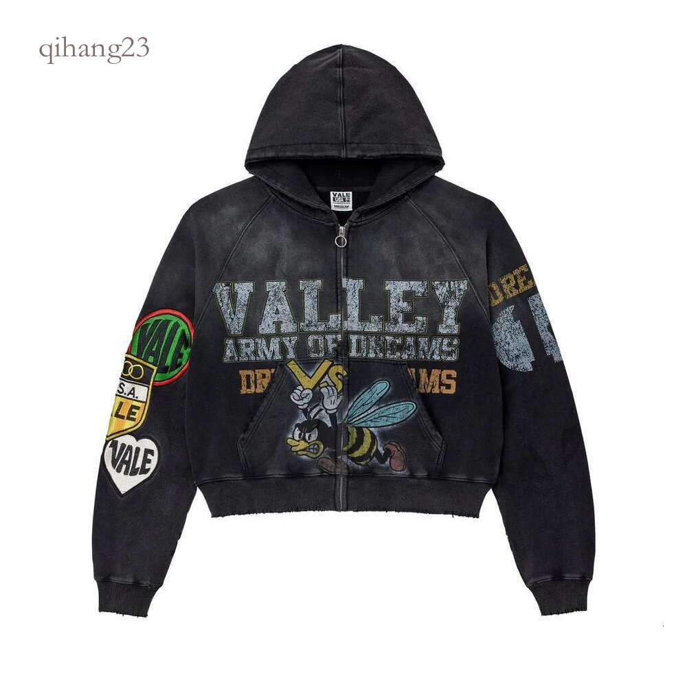 Vale Dream Hoodie Hip Hop Men Designer Jacket Gothic Style Y2k Couple Sweatshirt Full Zipper Loose And Soft Cotton Retro Camouflage Print Zipper Val