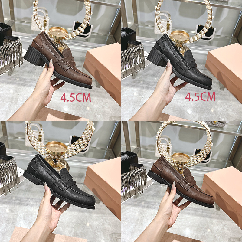 Top Quality Women Loafers Designer Heeled Dress Shoes Office Penny Loafers Retro Genuine Leather Oxfords Platform Loafer Classic Casual Shoes Free S