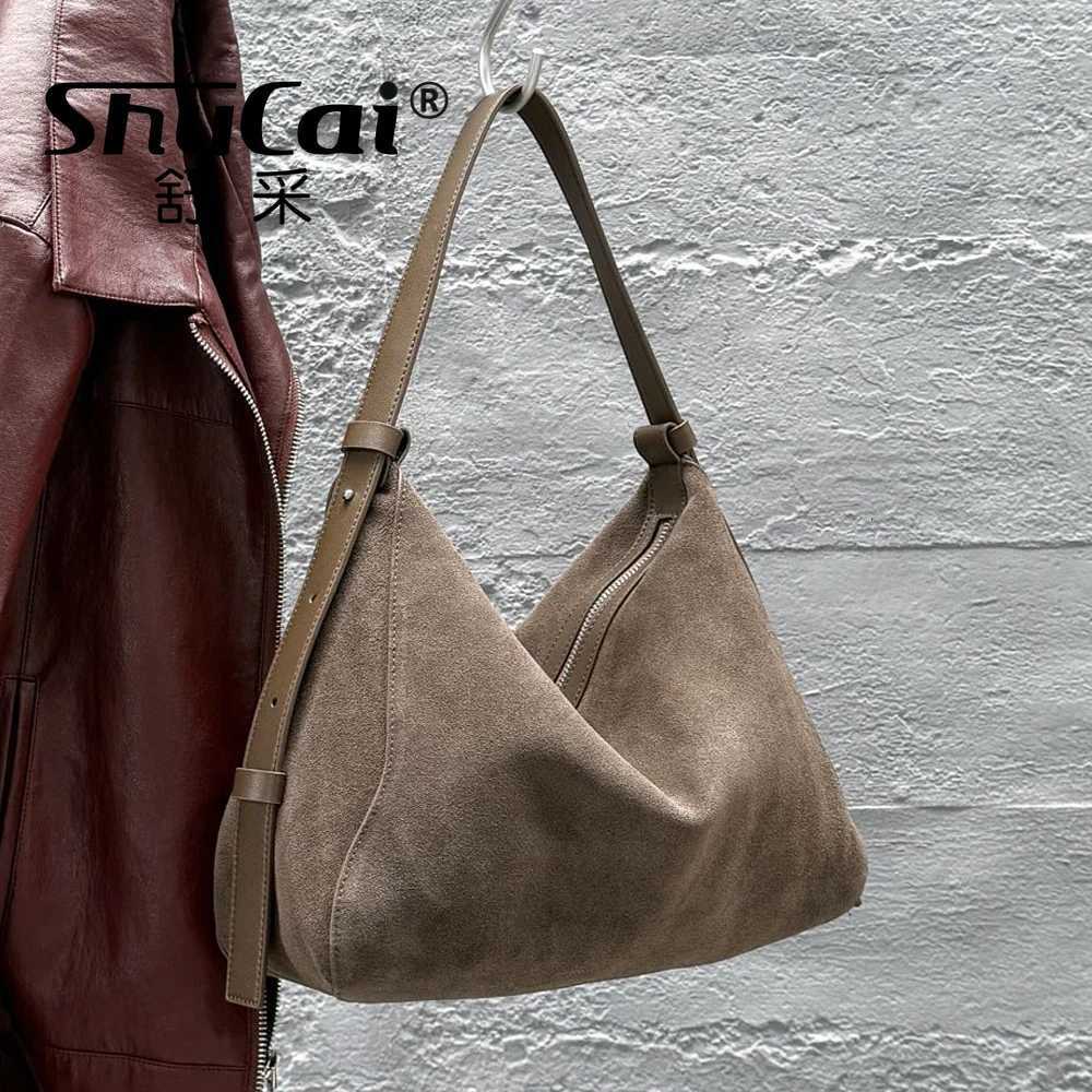 Evening Bags Genuine Grade Suede Leather Designer Large Capacity Women's Tote Bag Fashion Shoulder Crossbody Underarm Purse Bags New H261016