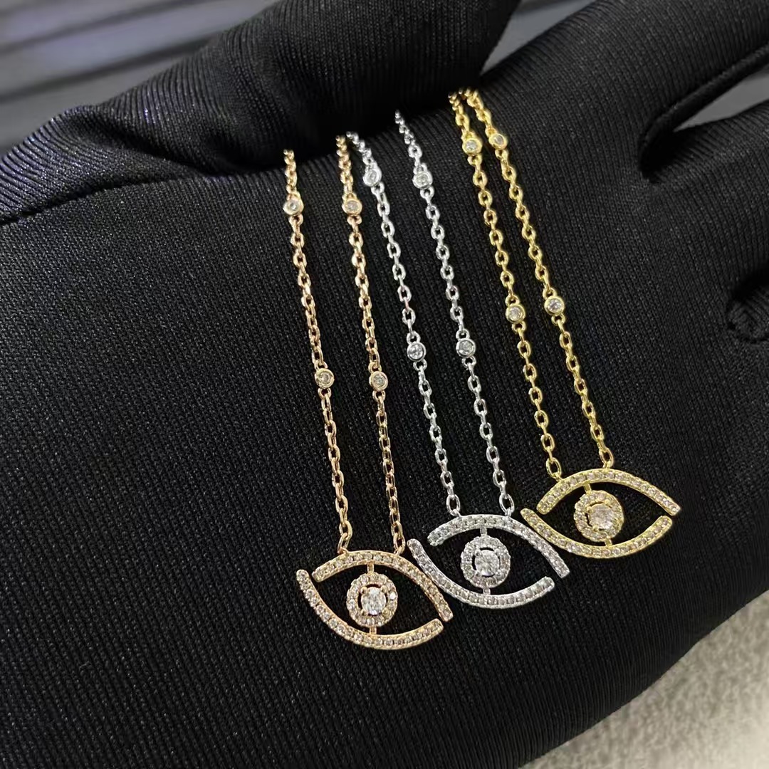 necklace European and American cross-border fashion trendy simple lucky eye full diamond necklace women, light luxury minimalist style collarbone ch