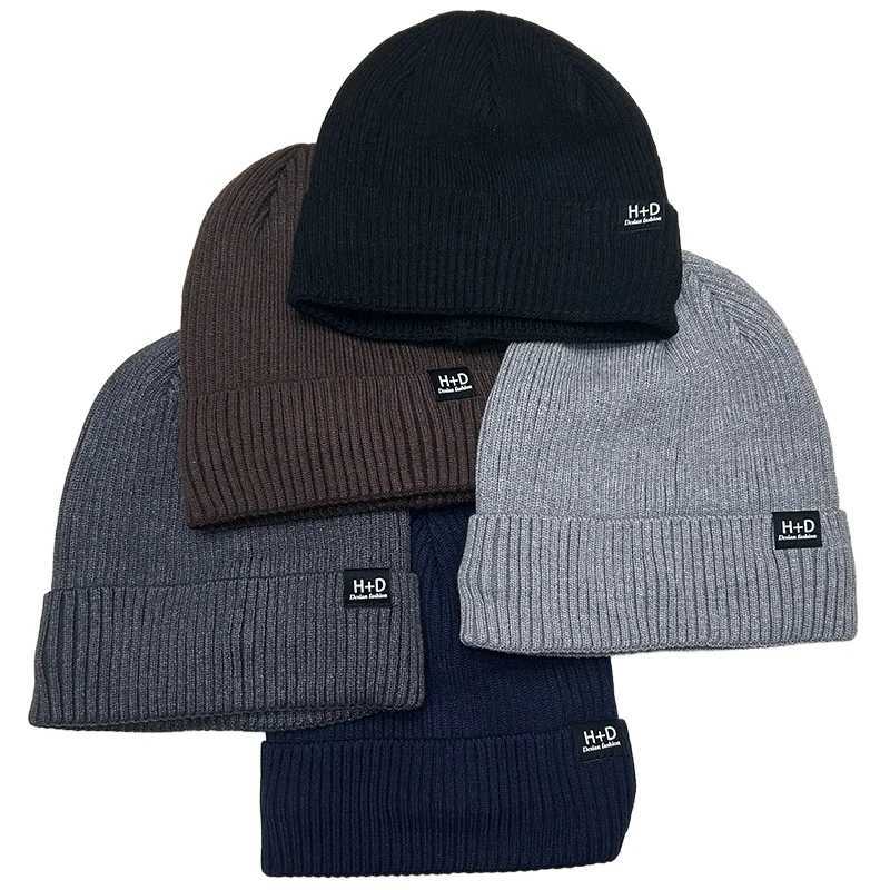 Men's Thermal Knit Beanie Winter Warm Striped Pattern Outdoor Sports Ski Hat Flee Lined Cap S2610175BAE