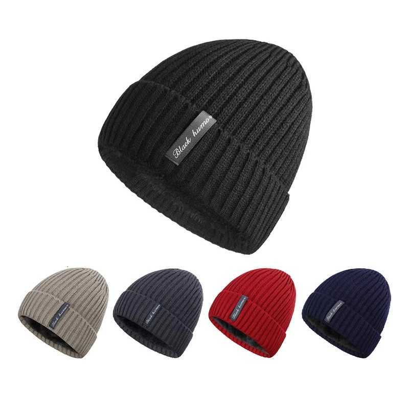 Beanie/Skull Caps 1pc Unisex Fleece Lined Ribbed Knit Beanie Black Cuffed Skull Cap Stretch Thermal Hat Winter Outdoor Daily ColdWeather HeadwearT26