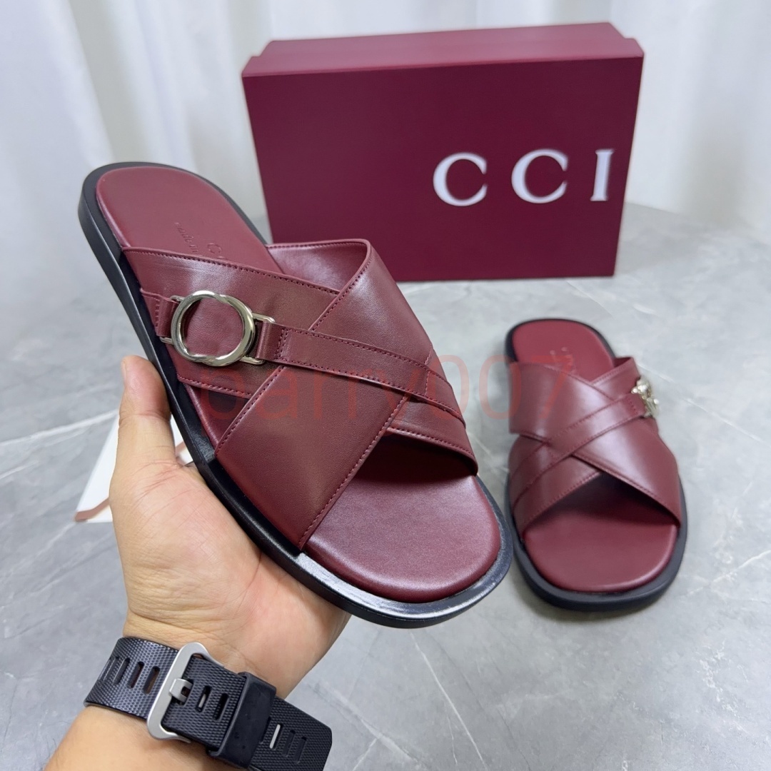 Designer Slides For Men Luxury Sandals Genuine Leather Metal Buckle Cross Strap Slippers Web Striped Canvas Outdoor Flat Beach Slipper Size 38-46