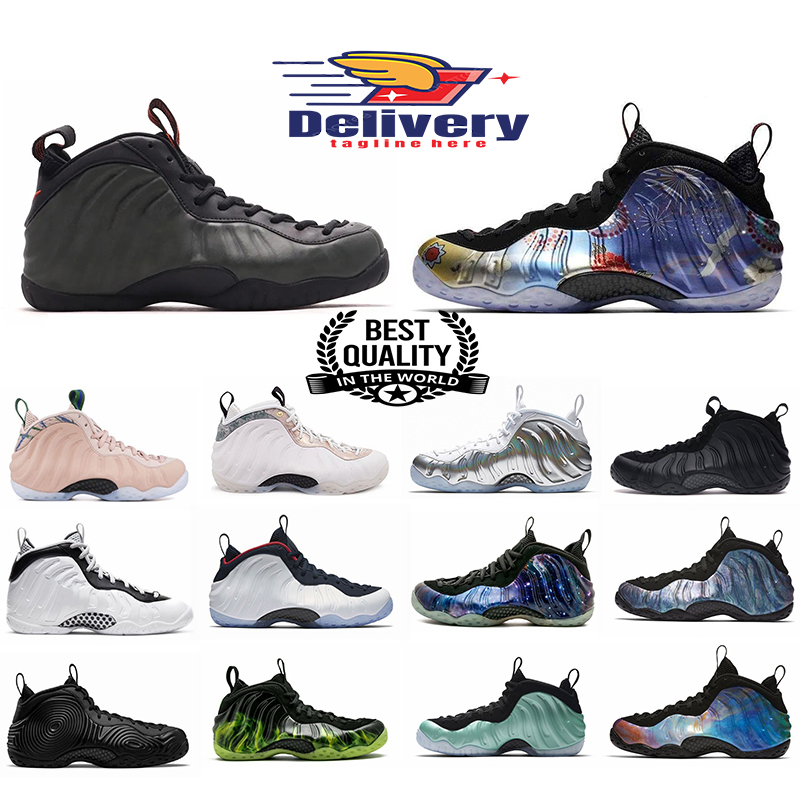 Designer Basketball Shoes Foamposit Anthracite Floral Penny Plus White Black Mens Trainers Outdoor Sports Sneakers Eur 40-46 With Box