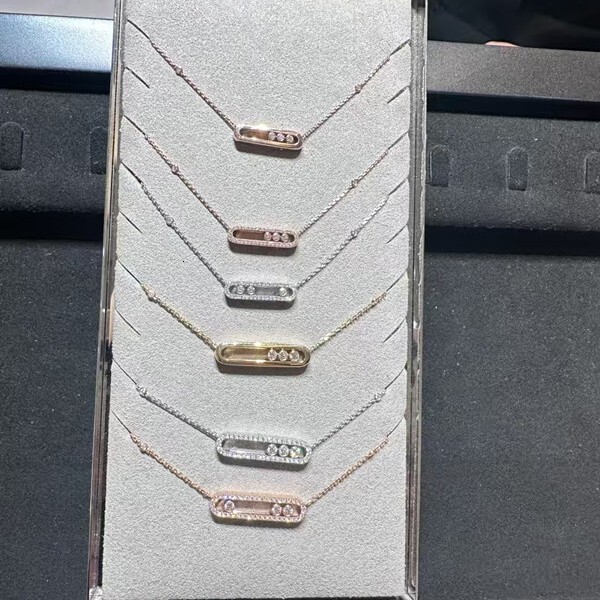 Cross-Border Exclusive European and American Style Mei Family Full Diamond Smooth Three-Diamond Sliding Big Brand Necklace Fashionable Elegant Rose