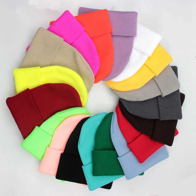 Beanie/Skull Caps Solid Unisex Beanie Autumn Winter Wool Blends Soft Warm Knitted Cap Men Women SkullCap Hats Gorro Ski Caps 24 Colors Beanies Q2610