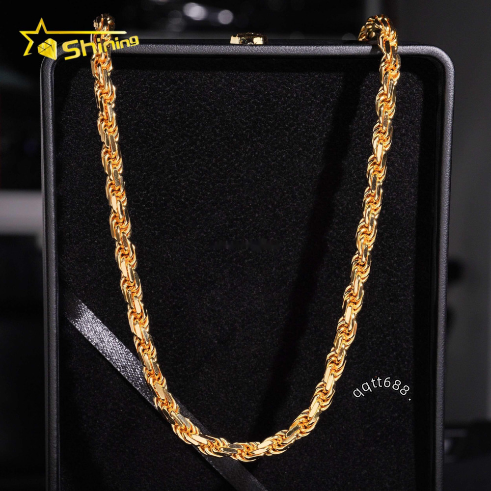 6mm Hot Selling Trendy Fire Jewelry GRA Certificate S925 Sterling Hip Hop Iced Out VVS Moissanite Clasp Rope Chain Bracelet