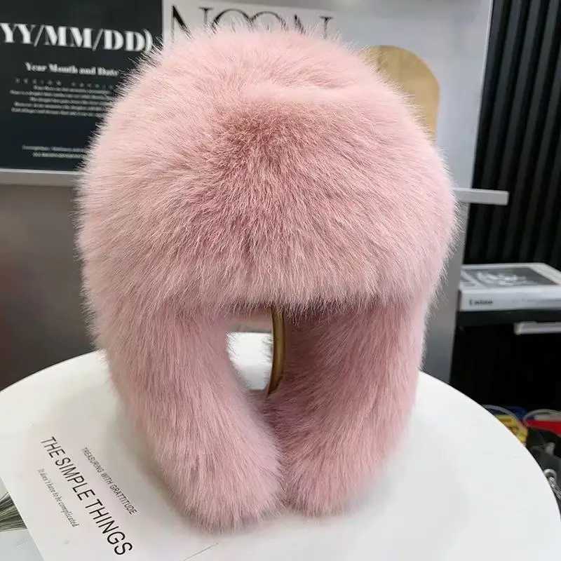 Trapper Hats Winter Fluffy Mink Fur Bomber Hats Thick Warm Russian Ushanka Fur Hat Women Men Winter Hat Earflap Keep Warm Ski Russian CapT261017