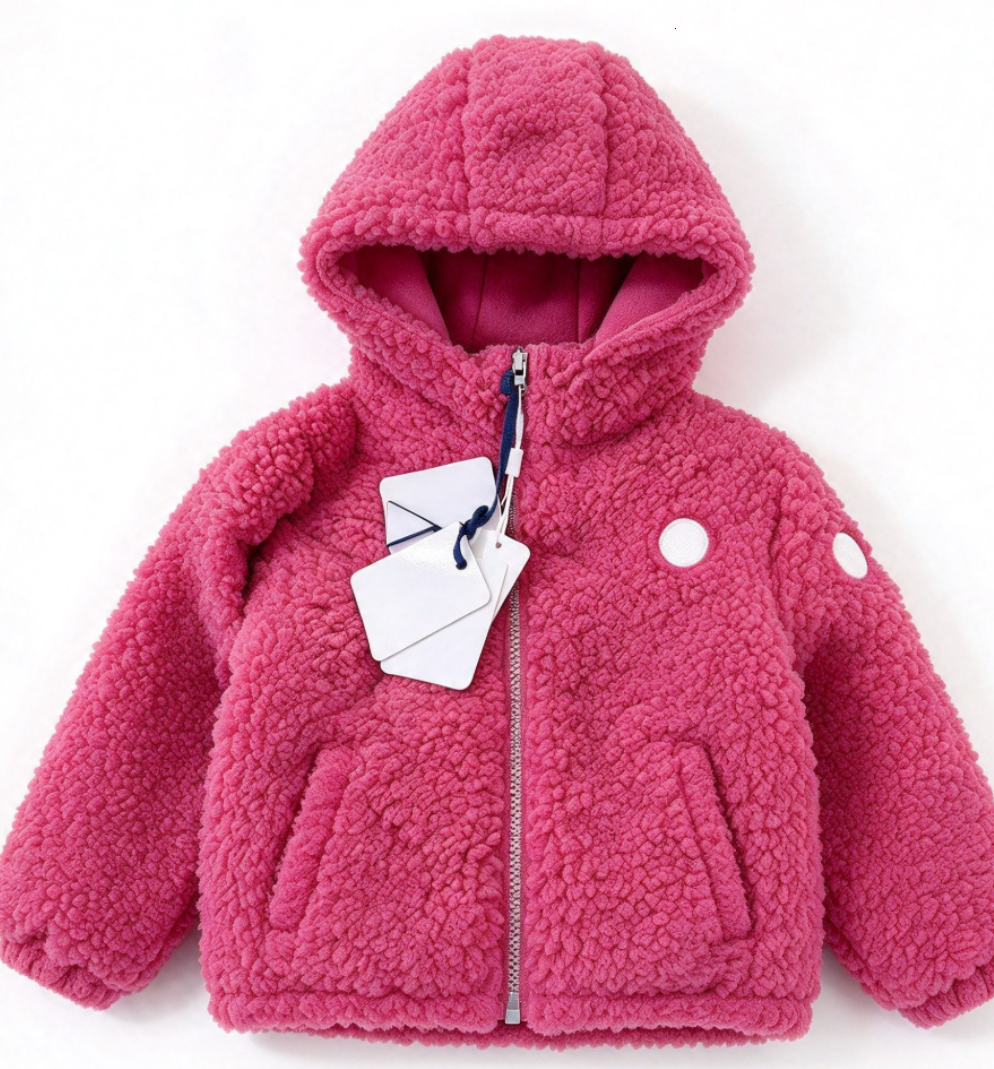 Thick Warm Winter Kids Down Coat Premium Designer Hooded Lamb Hair Lined Jacket High Quality Outwear for New Baby Toddler Boys Girls Outdoor Casual