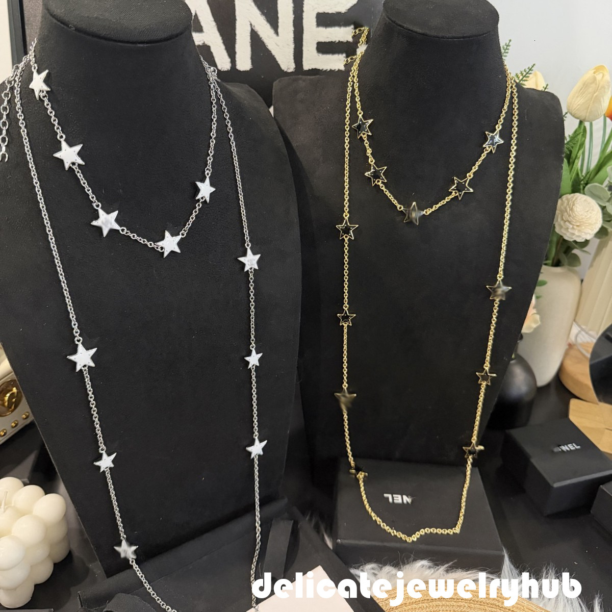 Designer Jewelry cc Necklace Star Long Necklace For Women Gold Pentagram Pendant Light Luxury Sweater Chain Accessory Channel Necklace