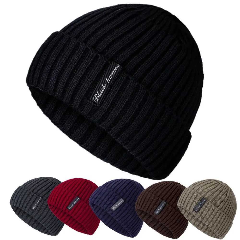 New Unisex Letter Warm Winter Hats Stylish Add Fur Lined Soft Beanie Cap Thick Winter Knitted Hats For Men Women Dropshipping S261017CR23