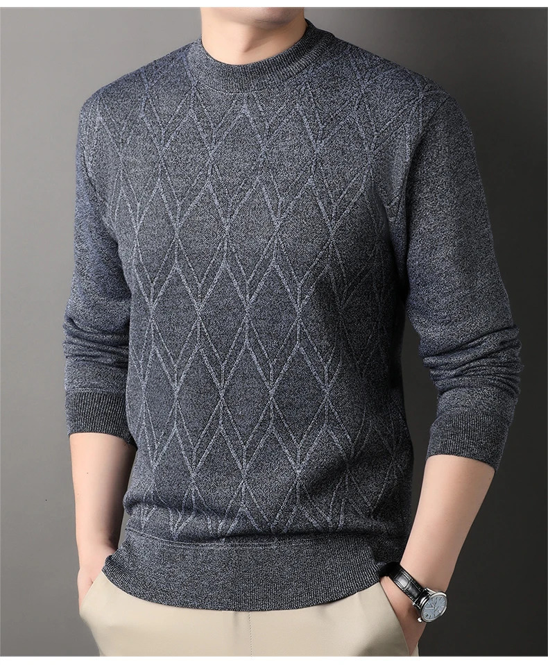 Man Pullover Autumn Winter Solid Color Comfortable And Casual Soft Thickened Sweater With Added Velvet Sweater 261015