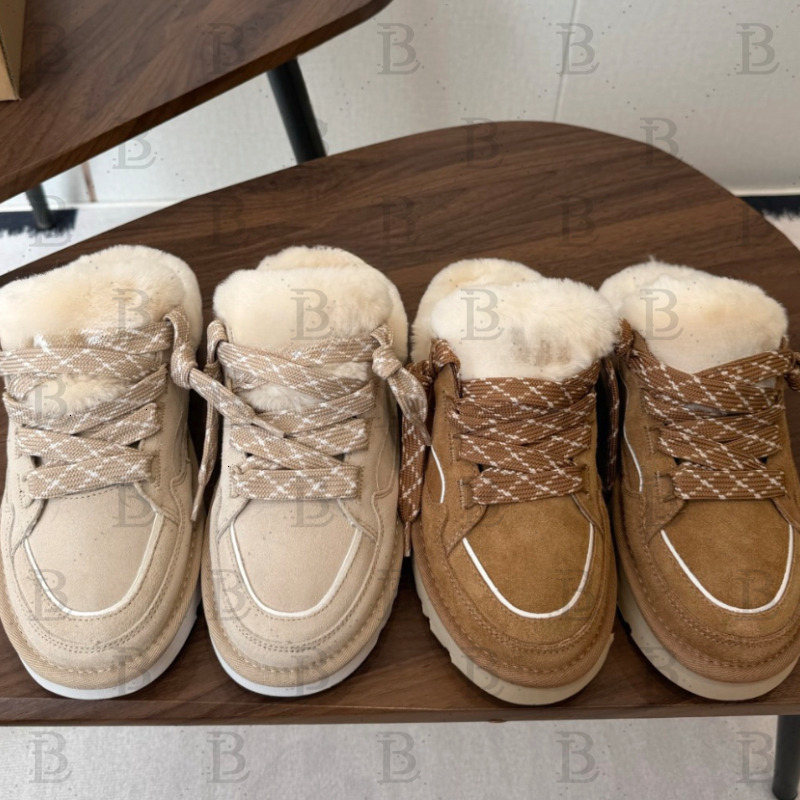 New uuugglowmel casual shoes with wool lining and rubber sole, anti slip and warm snow boots in chestnut and sand colors bag_lab