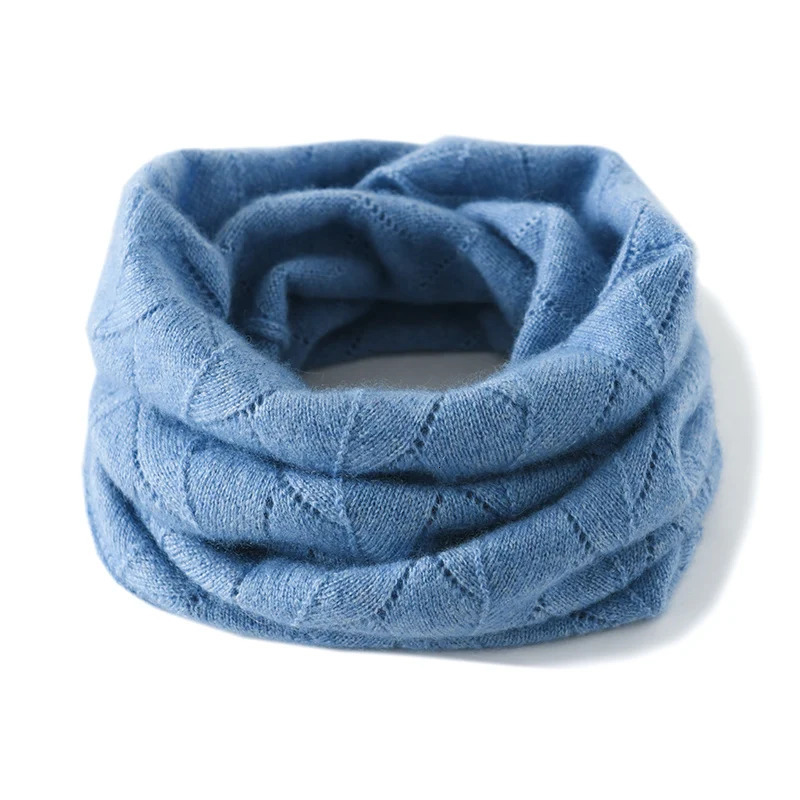 100% Cashmere Neck Warmer for Women Warm Neck Protection Versatile Knitted Hollow Korean Style Pullover Neck Scarf 261017