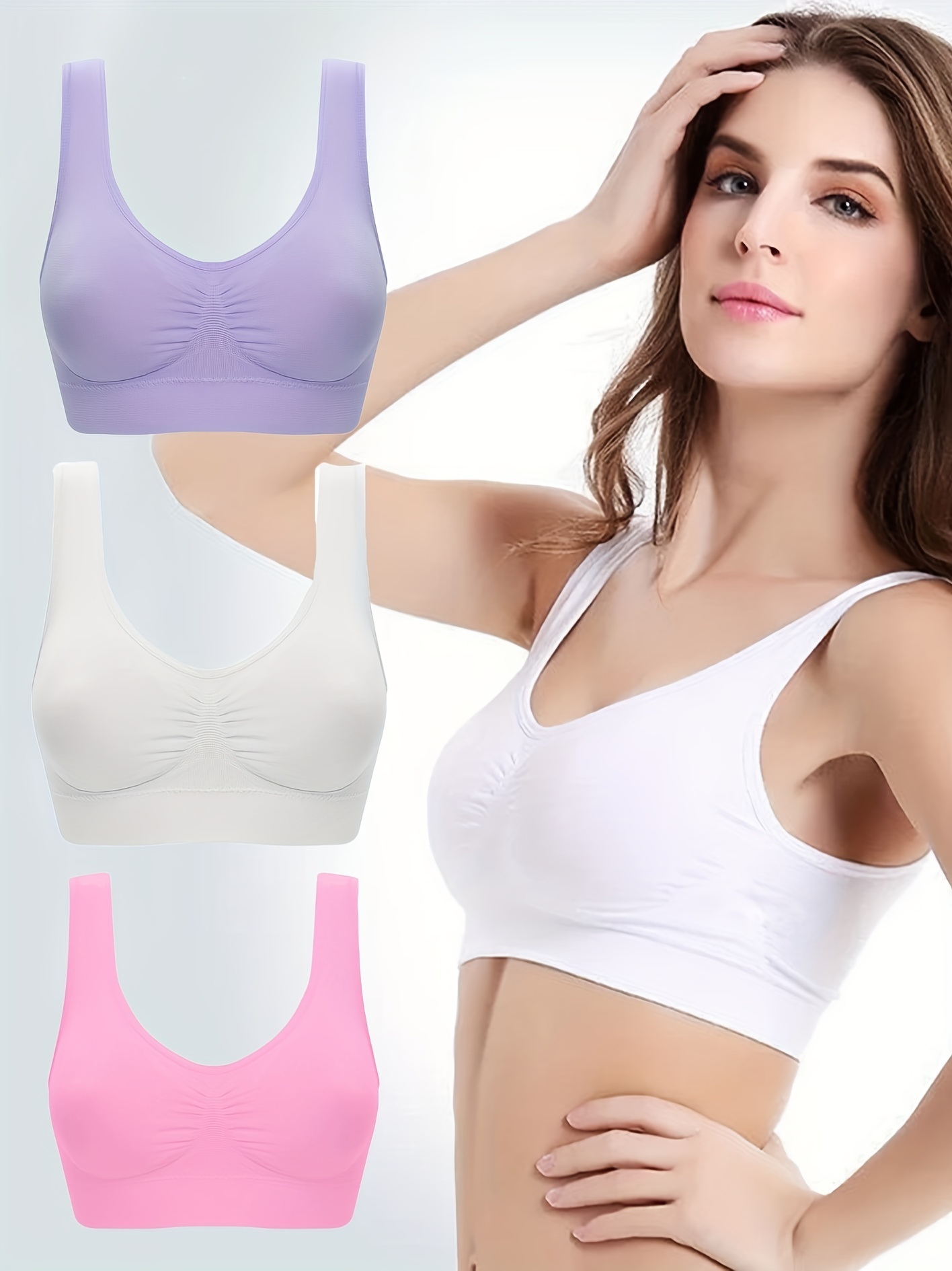 Sexy women push up BREAST big backless bras plus size wireless brassiere breathable seamless bra 1pcs wfws01 dongdumaoyi