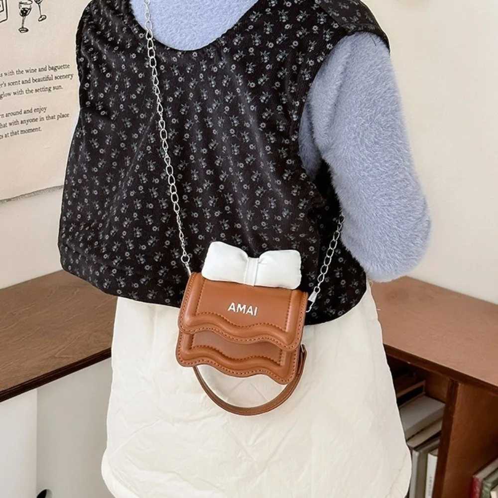 Solid Color Mini Bow Crossbody Bag PU Leather Chain Sweet Shoulder Bag Small Square Bag Coin Purse Children Handbag Summer L261017DJ2Z
