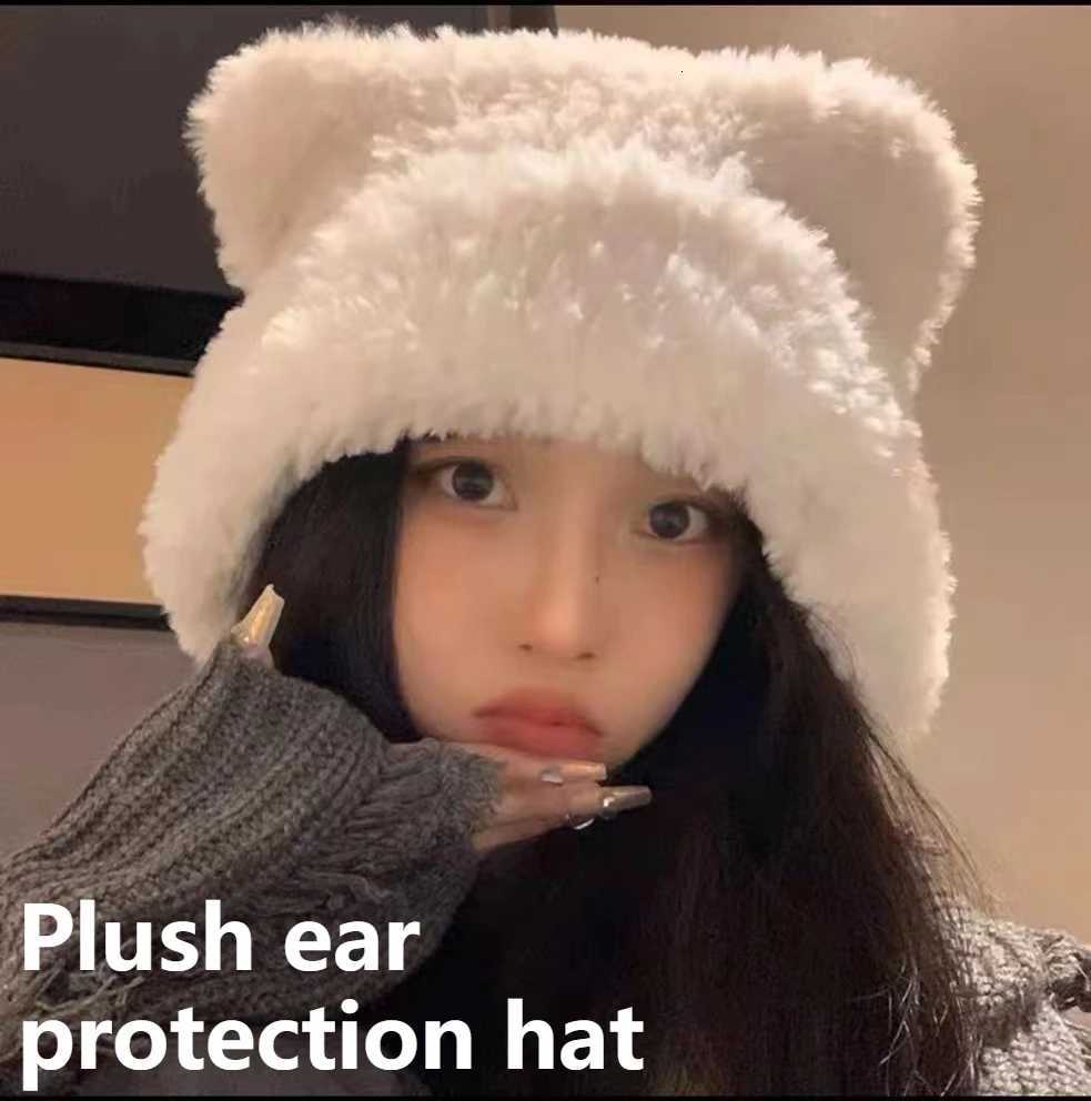 Beanie/Skull Caps Cute Bear Knitted Hat Soft and Comfortable Women's Autumn and Winter Cold-proof and Warm Ear-protecting Hat Pullover Hat Q261