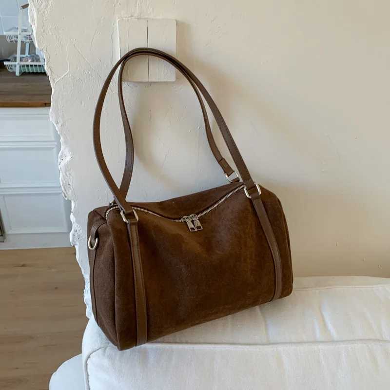 Cross Body Vintage Women Shoulder Bag Faux Suede Crossbody Bags Big Capacity Matte PU Leather Female Tote Ladies Boston Handbags H261016