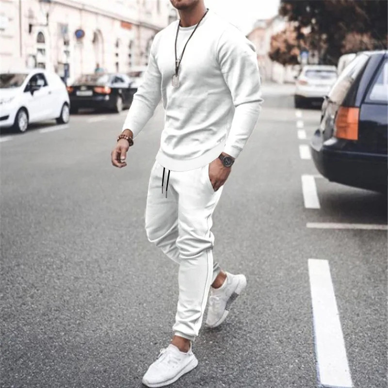 Men Two Pieces Sets Running SweatshirtSweatpants Suit Autumn Winter Warm Tracksuit Sets Men's Jogger Sports Suit 261013