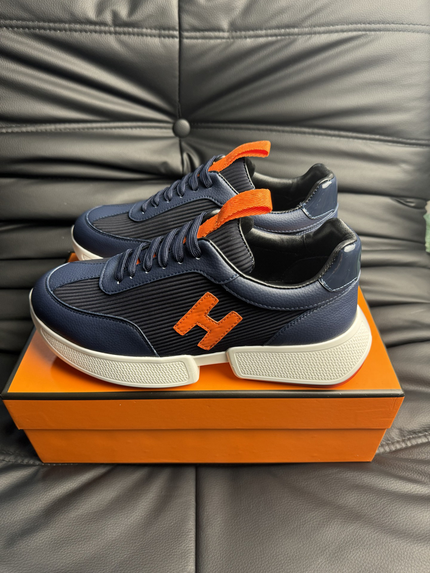 Luxury Men Casual Shoes Heros Sports Shoes Italy Popular Low Top Microfiber Grained Leather Bounce H Letters Trainers Designer Outdoor Non-Slip Snea