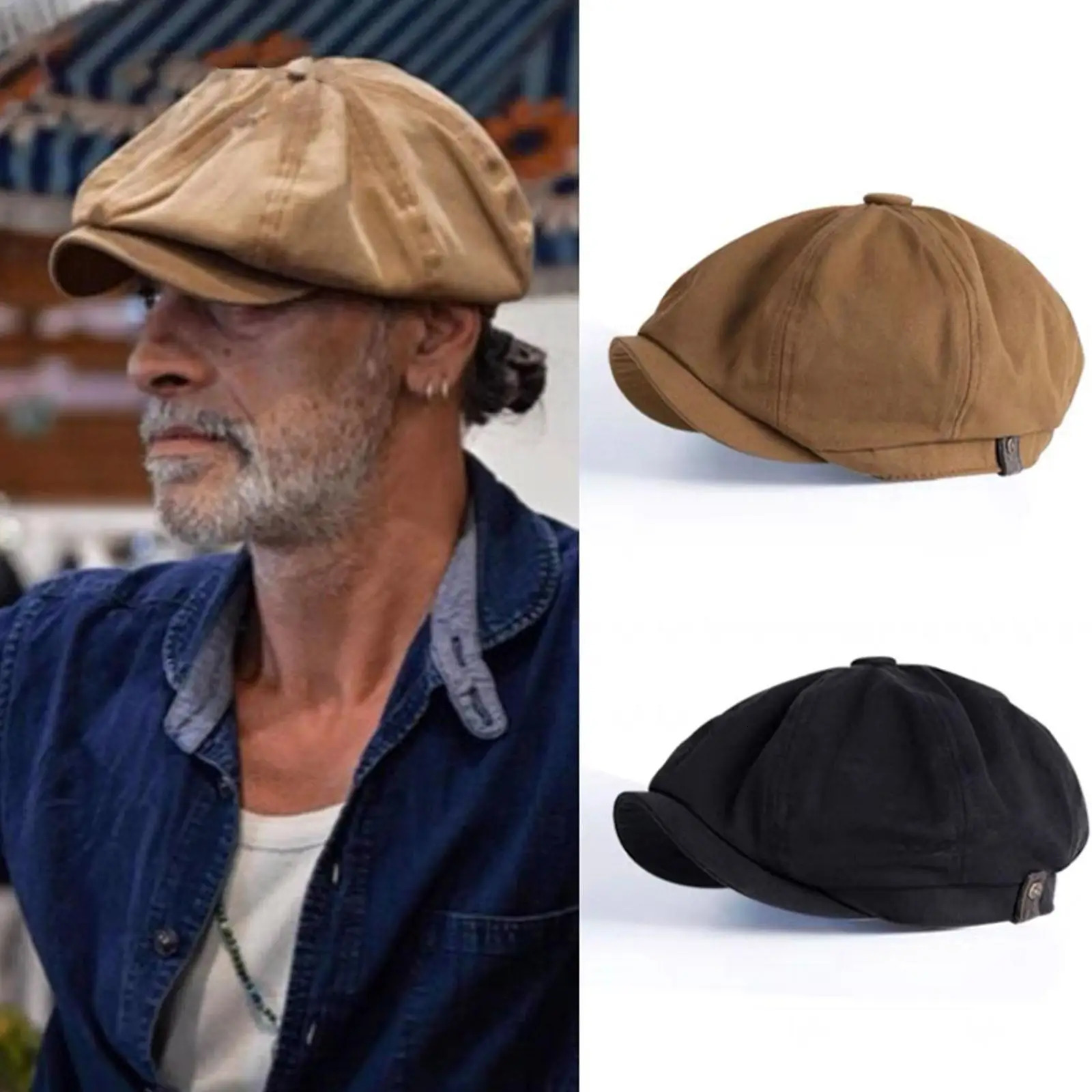 British Style sboy Men Cotton Ascot Dad Khaki Male Spring Autumn Vintage Octagonal Flat261016