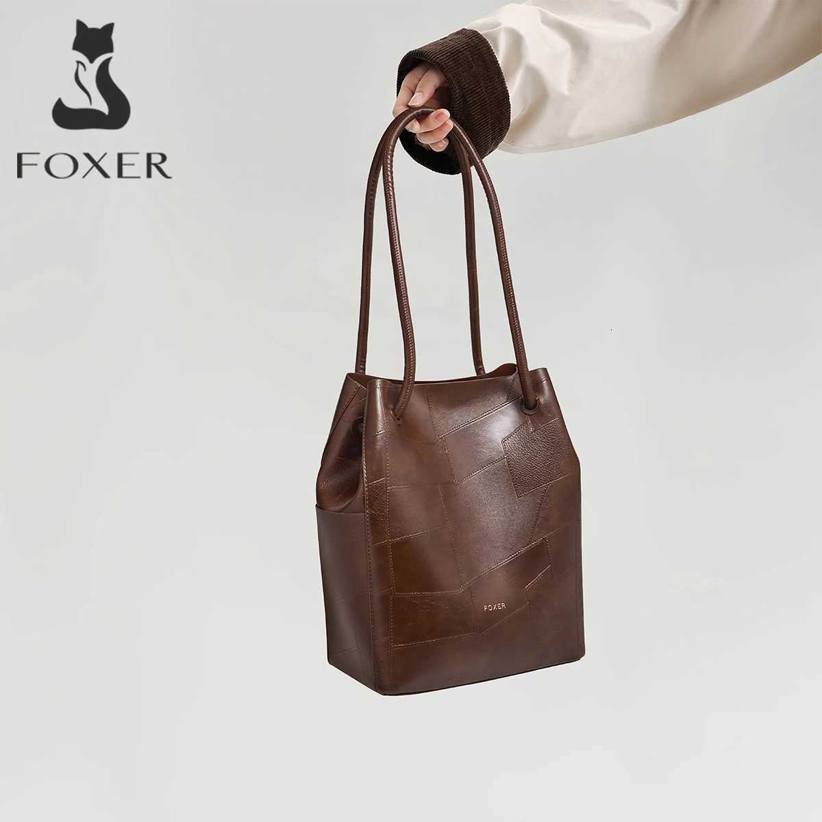 Evening Bags FOXER 2026 Spring New Tote Bag for Women Soft PVC Leather Daily Commute Shoulder Bag Vintage Casual Female Work Handbag H261016