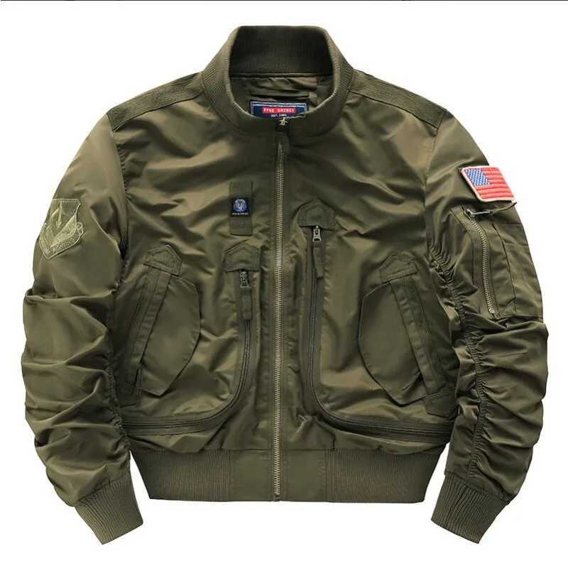 New Spring Men Flight Jackets Multi-pockets Bomber Jackets Fashion Young Men Loose Coats Quality Male Outwear Casual Coats 3XL S261017HGHA