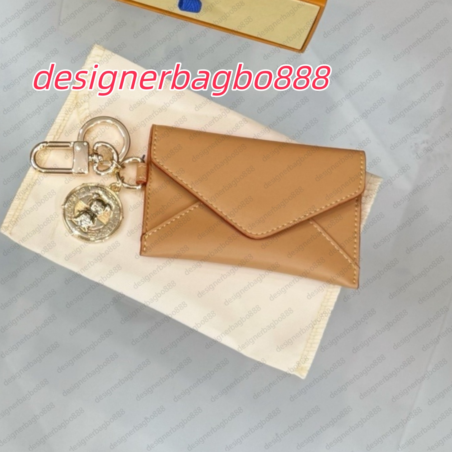 designer envelope card holder key chain mini leather wallet bag charm metal pendant key ring for women daily carry card pouch