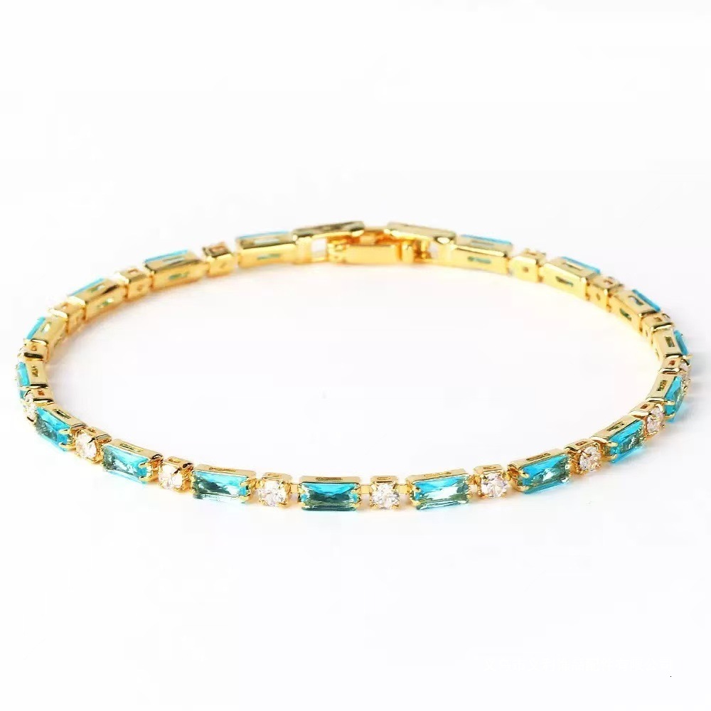 Versatile Bracelet For Women, Niche Design, Rectangular Shape, Color-Blocked, New Light Blue, Couple's Accessory, Fashionable, Korean Style, Wh