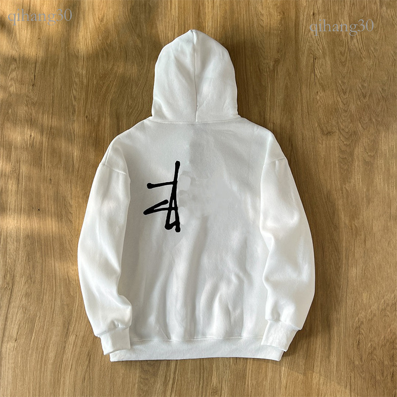 Stusyshirt Hoodie Men Designer High Quality American Hip Hop Trend Soft Cotton Pullover Letter Graphic Print Stussytity Sweatshirts Street Stud Blac