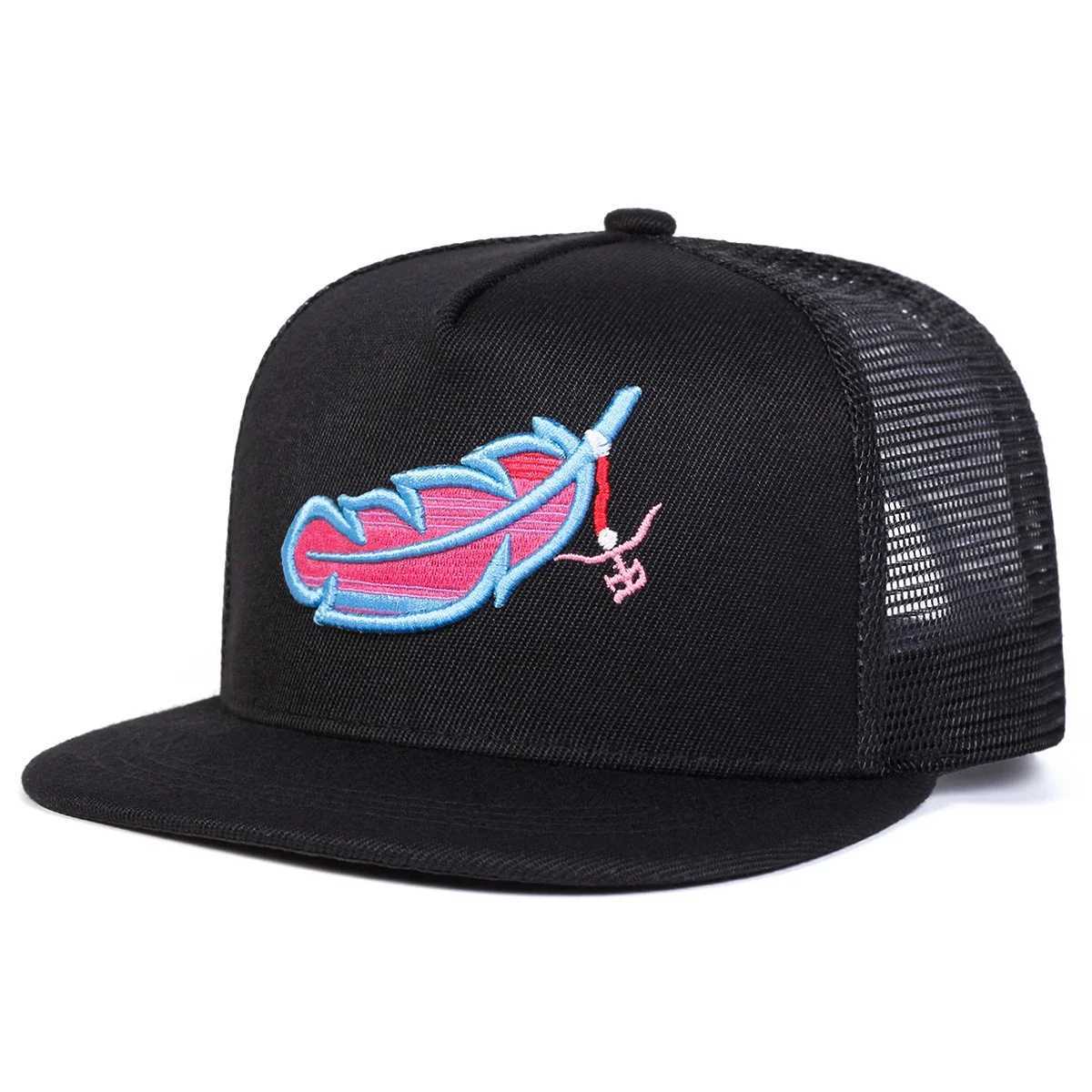 Embroidery Feather Unisex Colorful Hip-hop Net Hats Spring And Summer Outdoor Adjustable Casual Baseball Caps Sunscreen Hat M261016
